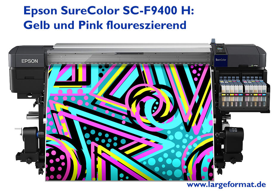 Für den Druck mit floureszierenbde Tinten in den Farben Pink und Gelb wurde der SC -F9400H entwickelt